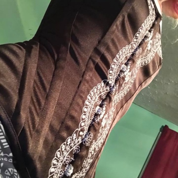 Womens Gothic brown corset, sz M - Picture 6 of 6